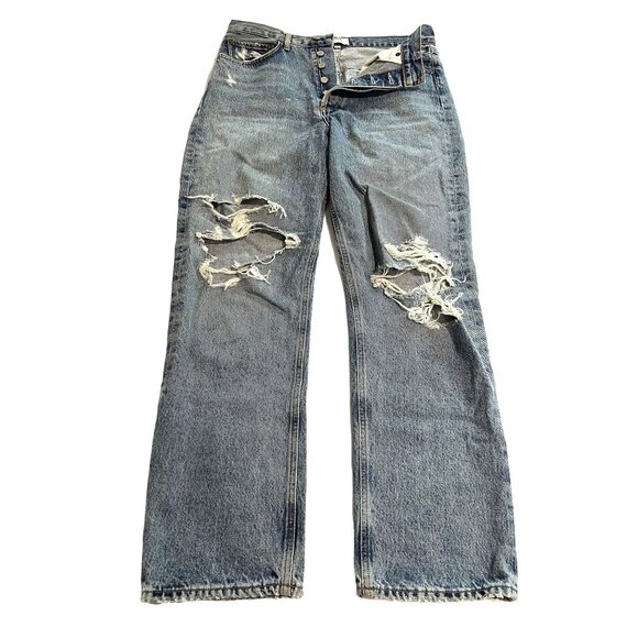 AGOLDE 90's Mid Rise Loose Distressed Jeans in Wander - Picture 1 of 6